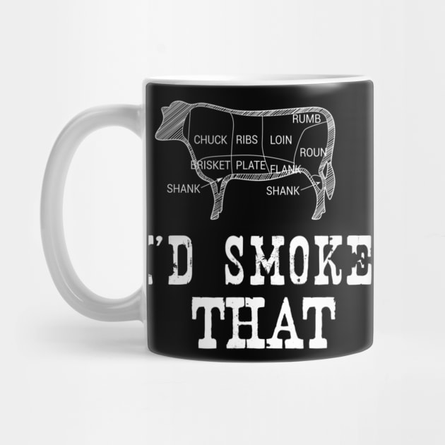 Funny Barbeque Gift I'd Smoke That Cow BBQ Grill Chef Gifts by Olegpavlovmmo